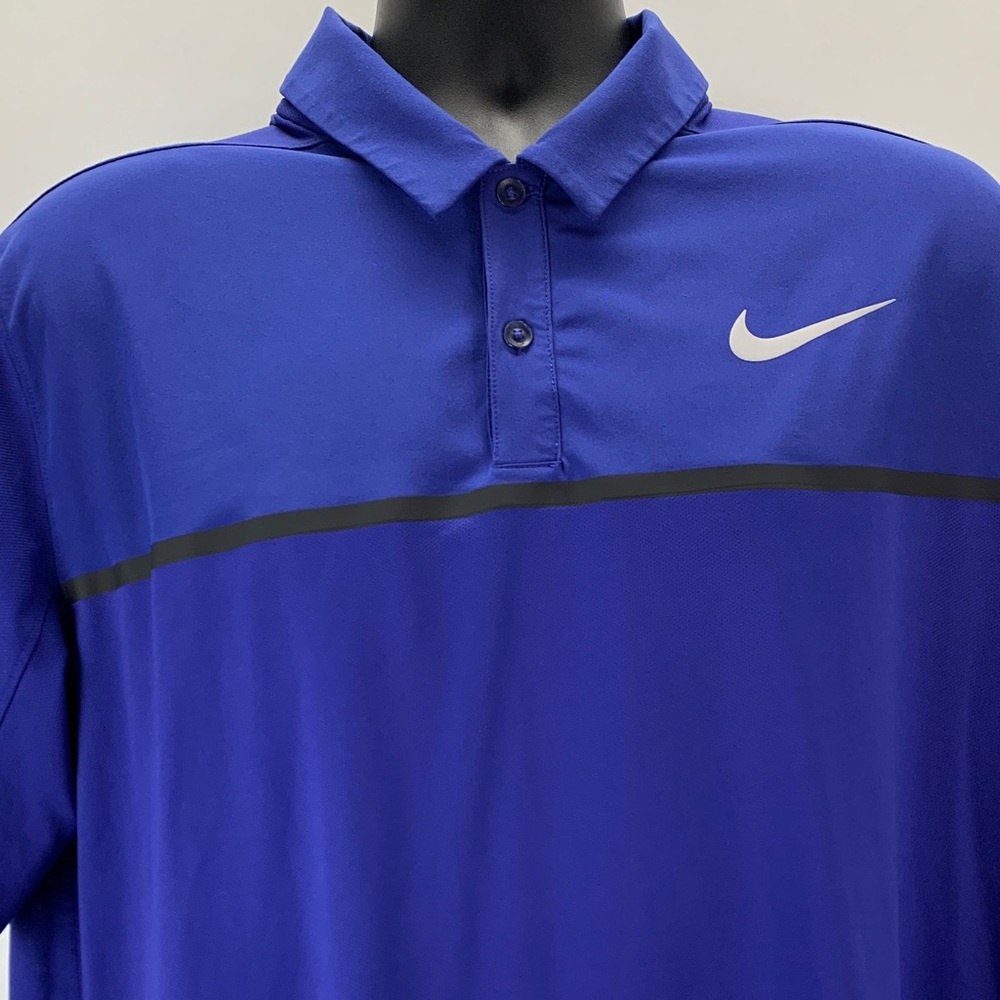 Nike Golf Polo Shirt Mens Size XL Blue Standard Fit Short Sleeve Dri-Fit Stretch